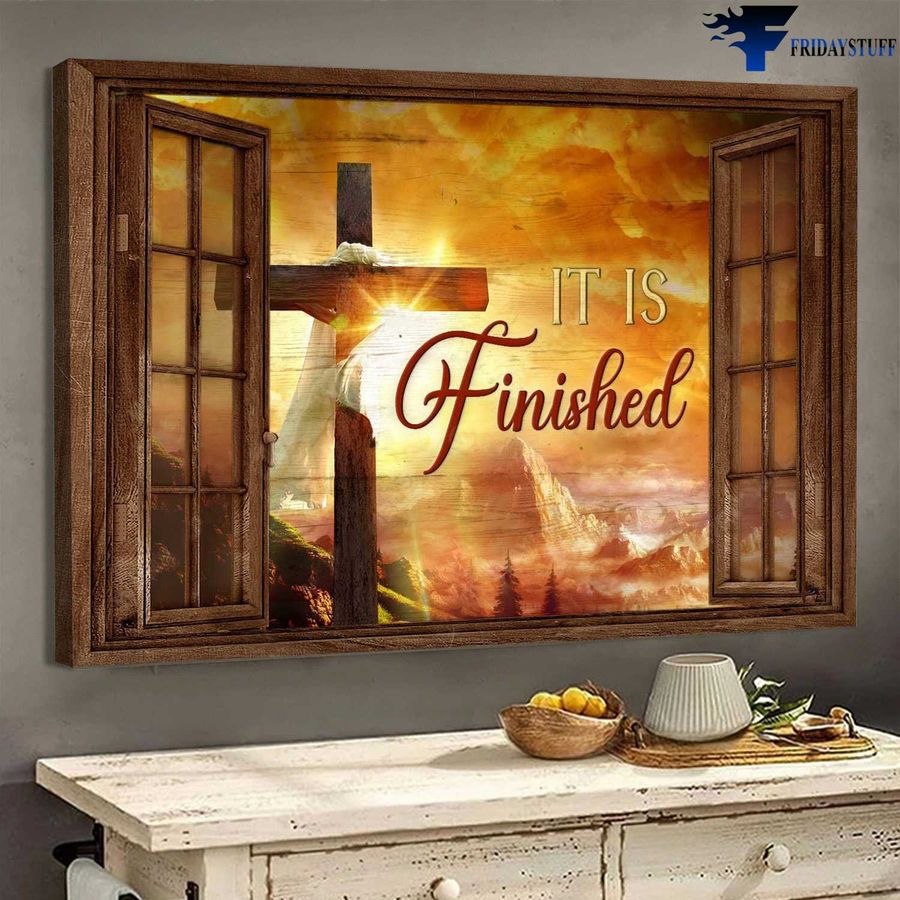 Jesus Poster, God Cross, It Is Finished Poster Home Decor Poster Canvas