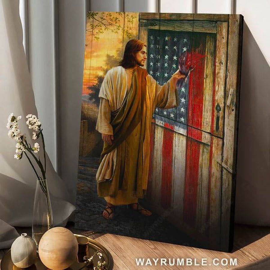 Jesus Poster, God Lover, American Flag Poster