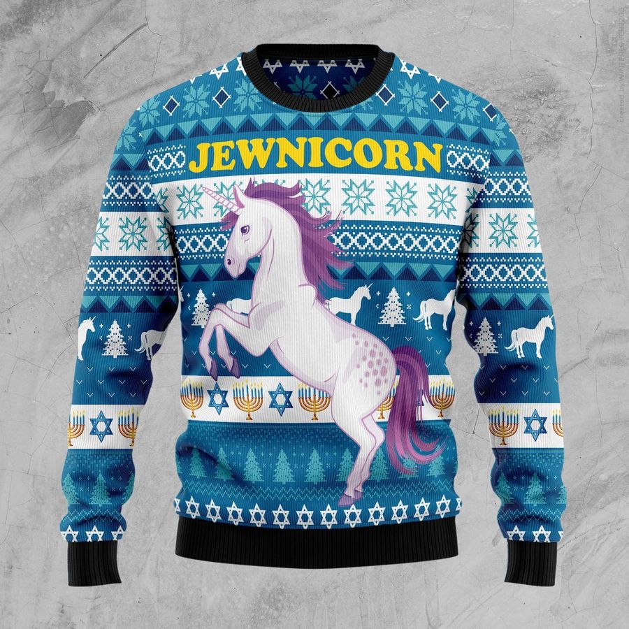 Jewinicorn Ugly Christmas Sweater All Over Print Sweatshirt Ugly Sweater