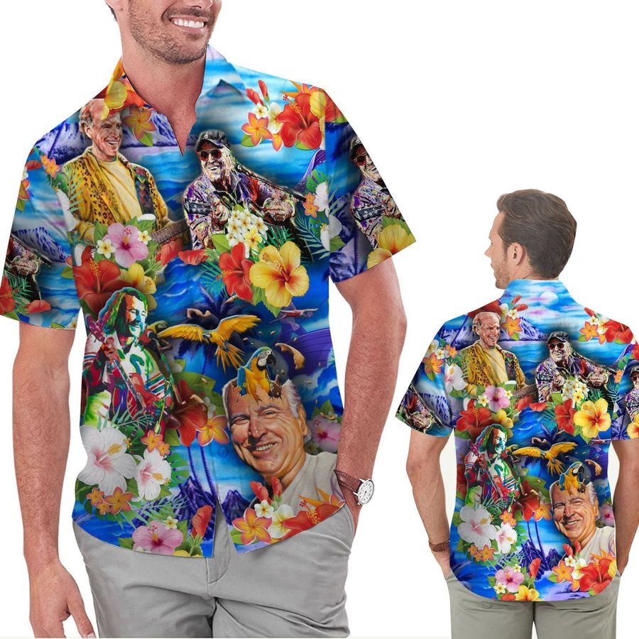 Jimmy Buffet Colorful Tropical Hawaiian Aloha Button Up Beach Shirt Full Size For Sale For Jimmy Buffet Fans