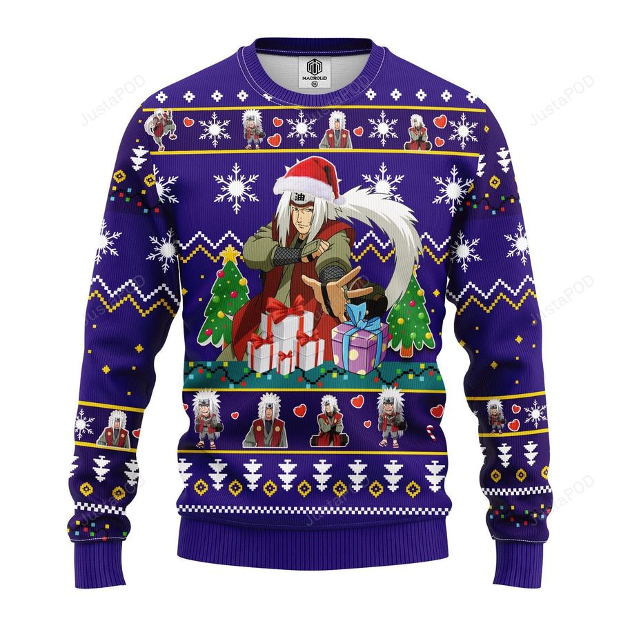 Jiraia Naruto Blue Ugly Christmas Sweater Ugly Sweater Christmas Sweaters