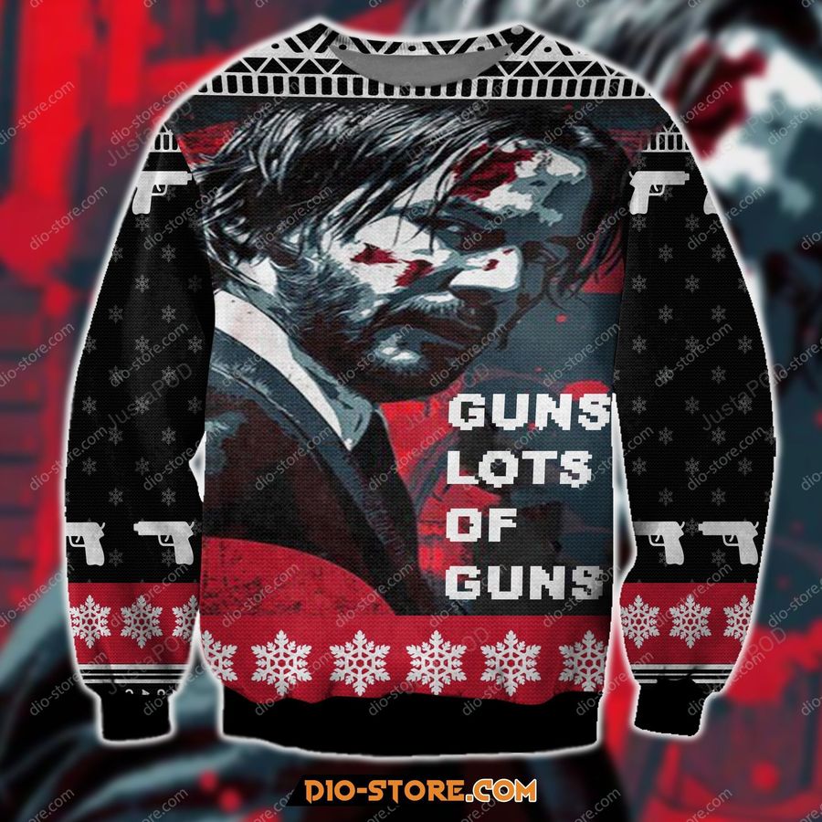 John Wick Guns Lots Of Guns 3d Print Ugly Sweater
