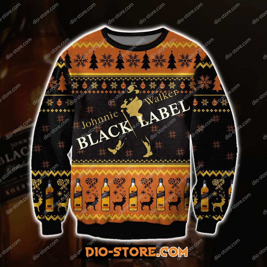 Johnnie Walker Black Label 3D All Over Print Ugly Christmas Sweater Hoodie All Over Printed Cint10344, All Over Print, 3D Tshirt, Hoodie, Sweatshirt