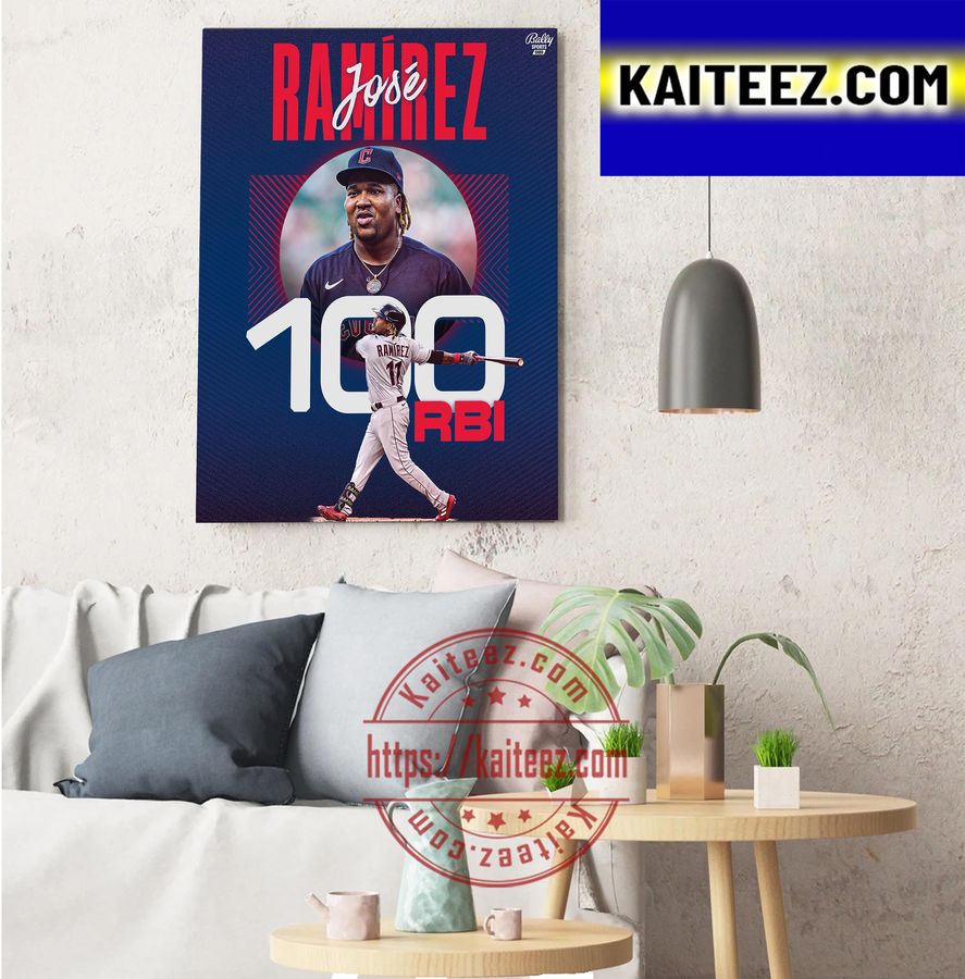 Jose Ramirez 100 RBI In Cleveland Guardians ArtDecor Poster Canvas