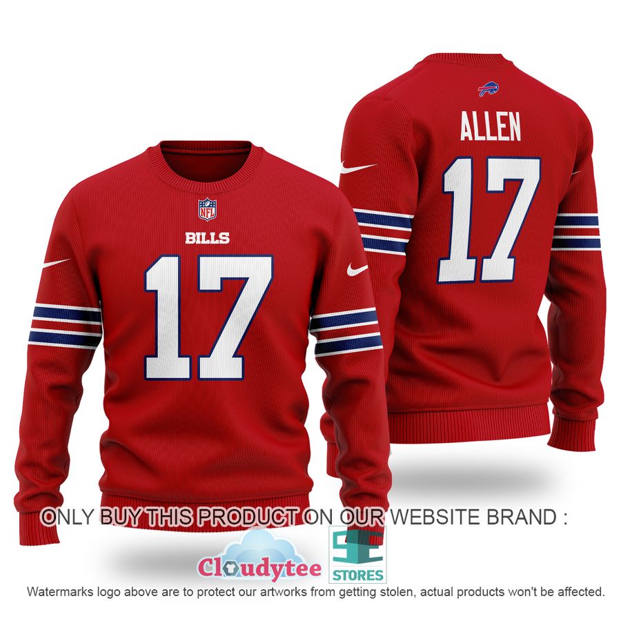 Josh Allen 17 Buffalo Bills red Ugly Sweater – LIMITED EDITION