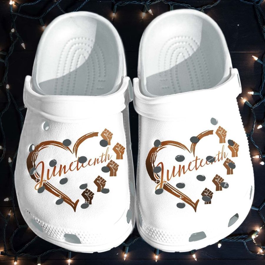 Juneteenth Custom Crocs Shoes Clogs Gifts For Black Queen - Heart Hand Power Outdoor Crocs Shoes Clogs For Women Girls