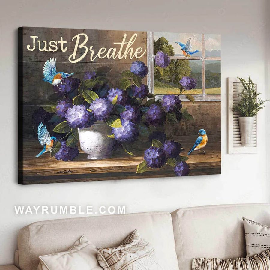 Just Breathe, Bird Poster, Flower Lover