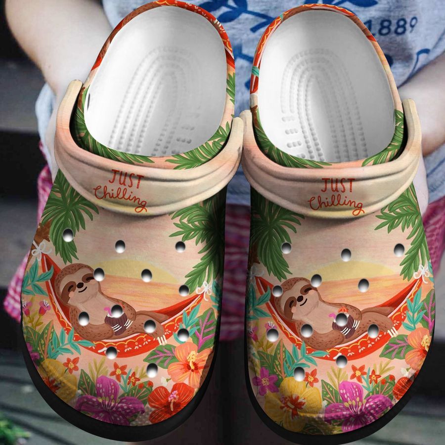 Just Chilling Sloth Shoes - Summer Time 2022 Crocs Gift For Kids - Slt2-Chilling