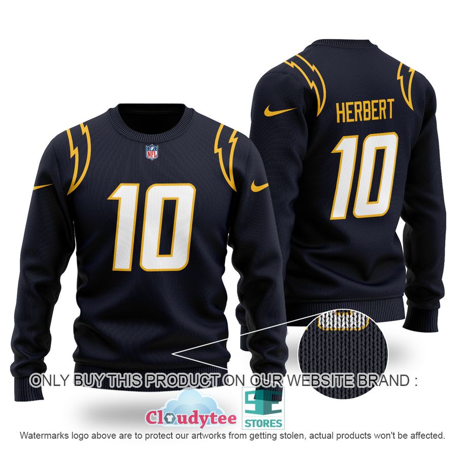 Justin Herbert 10 Los Angeles Chargers black Ugly Sweater – LIMITED EDITION