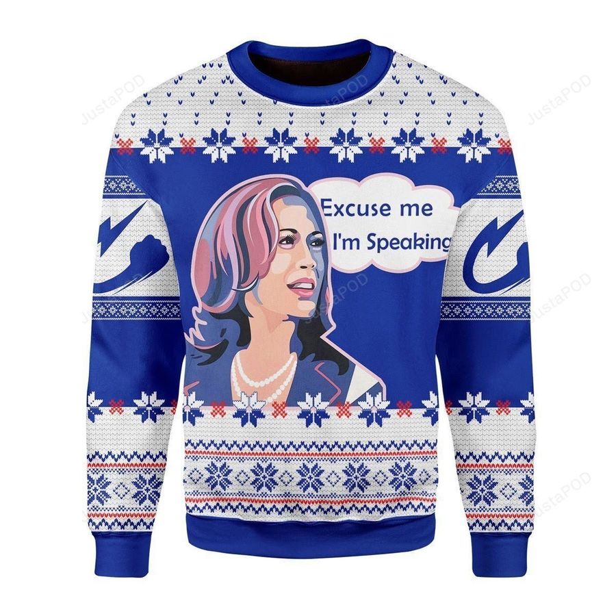 Kamala Harris Excuse Me I'm Speaking Ugly Christmas Sweater, All Over Print Sweatshirt, Ugly Sweater, Christmas Sweaters, Hoodie, Sweater