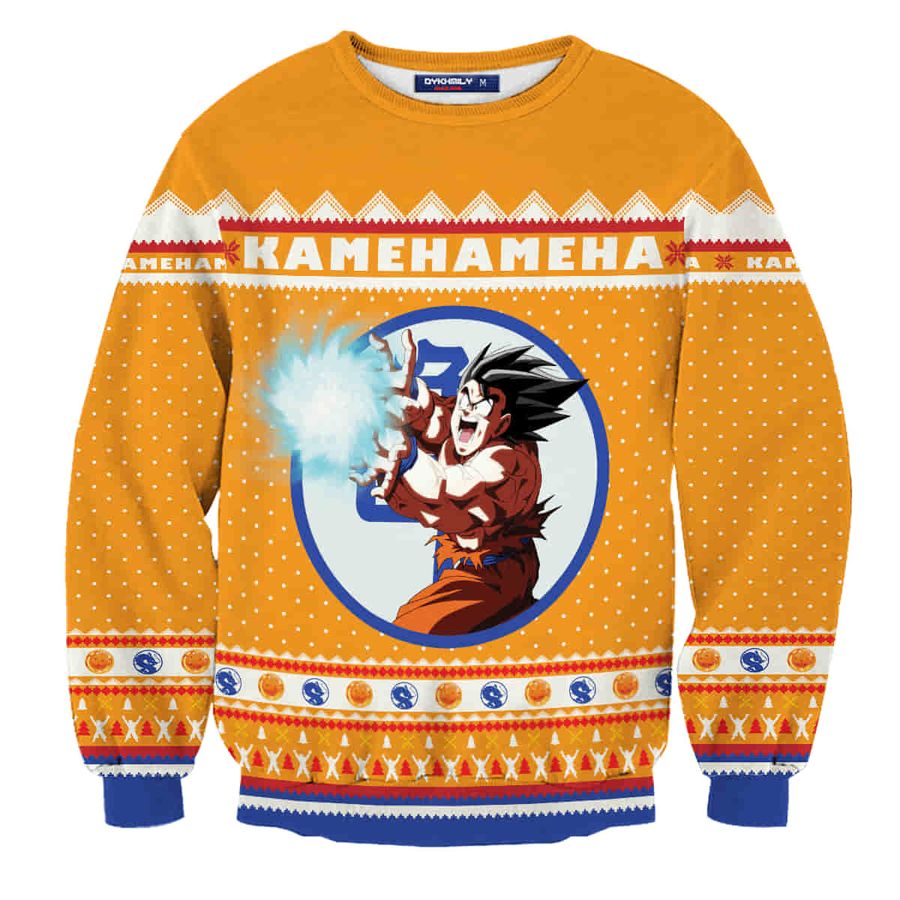 Kamehameha Christmas Wool Knitted Ugly Sweater Dragon Balls Ugly Sweater