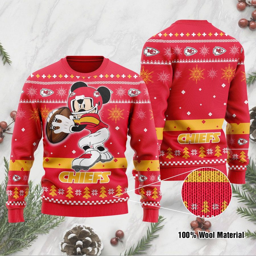 Kansas City Chiefs Mickey Mouse Funny Ugly Christmas Sweater Ugly
