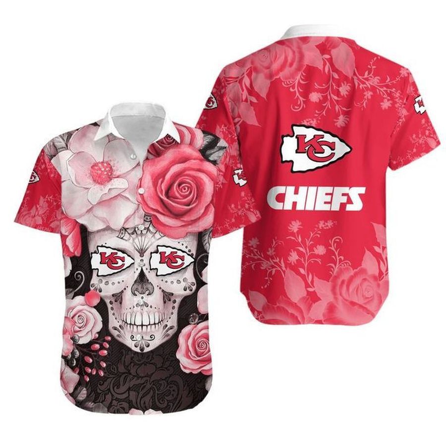 Kansas City Chiefs Skull Gift For Fan Hawaiian Graphic Print Short Sleeve Hawaiian Shirt