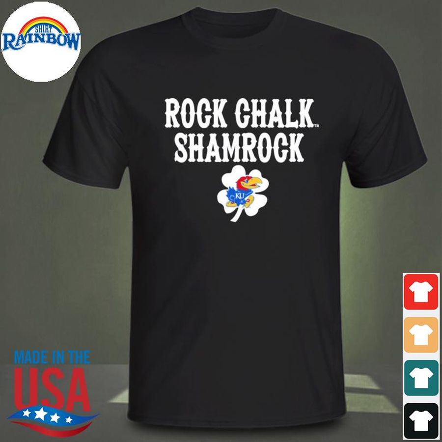 Kansas jayhawks rock chalk shamrock st patrick's day green shirt