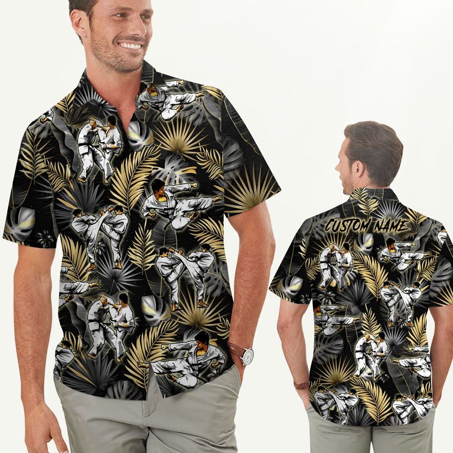 Karate Tropical Custom Name Hawaiian Shirt For Men For Martial Arts Lovers