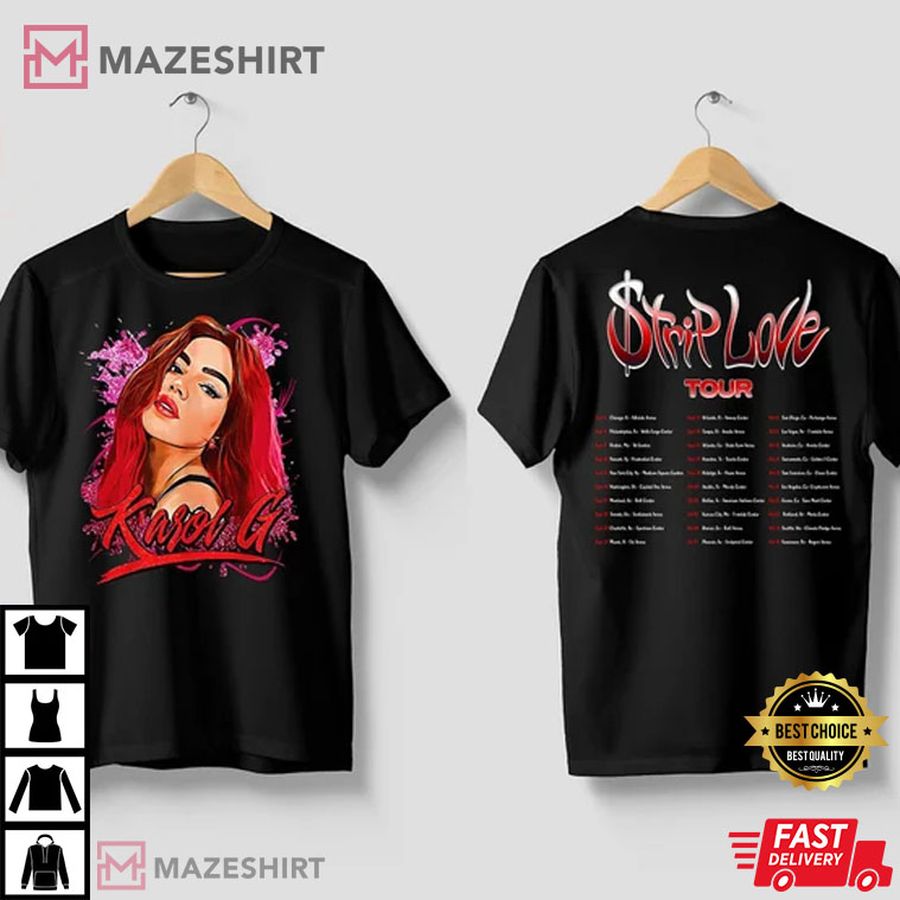 Karol G Red Hair Strip Love 2022 Tour Concert T-Shirt