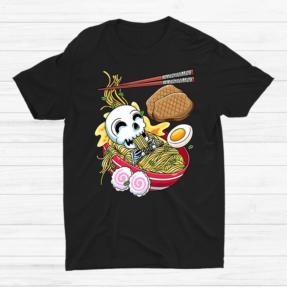 Kawaii Skeleton Ramen Noodles Japanese Food Halloween Shirt