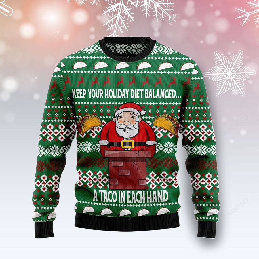 Keep Your Holiday Diet Balanced With Tacos Ugly Christmas Sweater