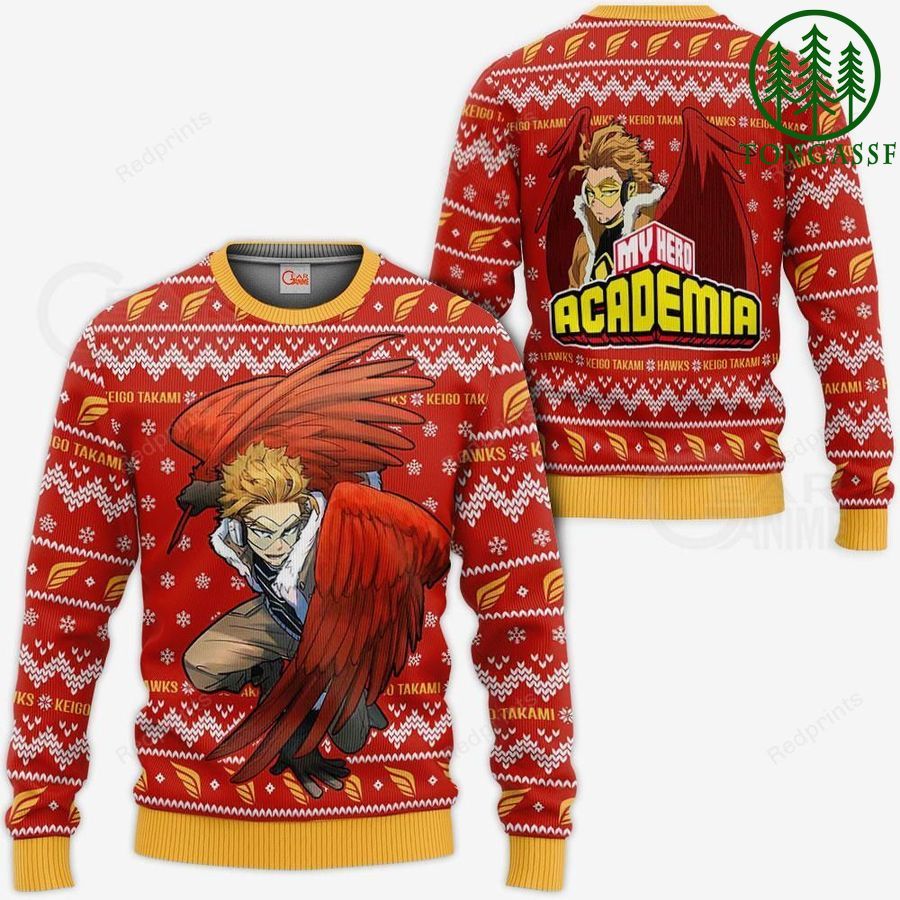 Keigo Takami Hawks Ugly Christmas Sweater and Hoodie My Hero Academia Xmas