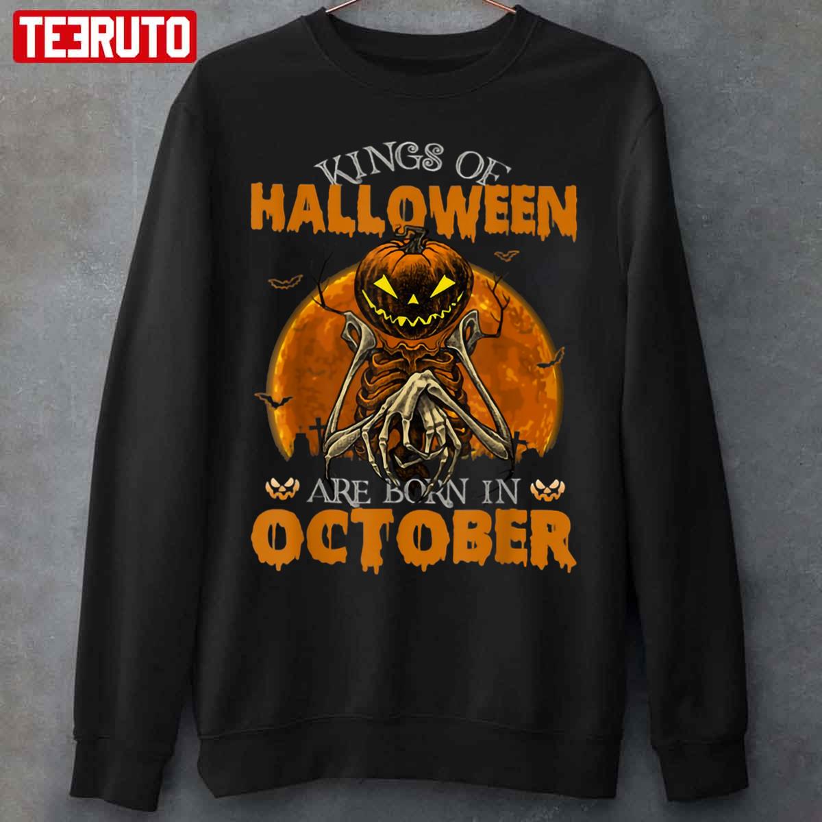 Kings Of Halloween Are Born In October Pumpkin Head Unisex Sweatshirt