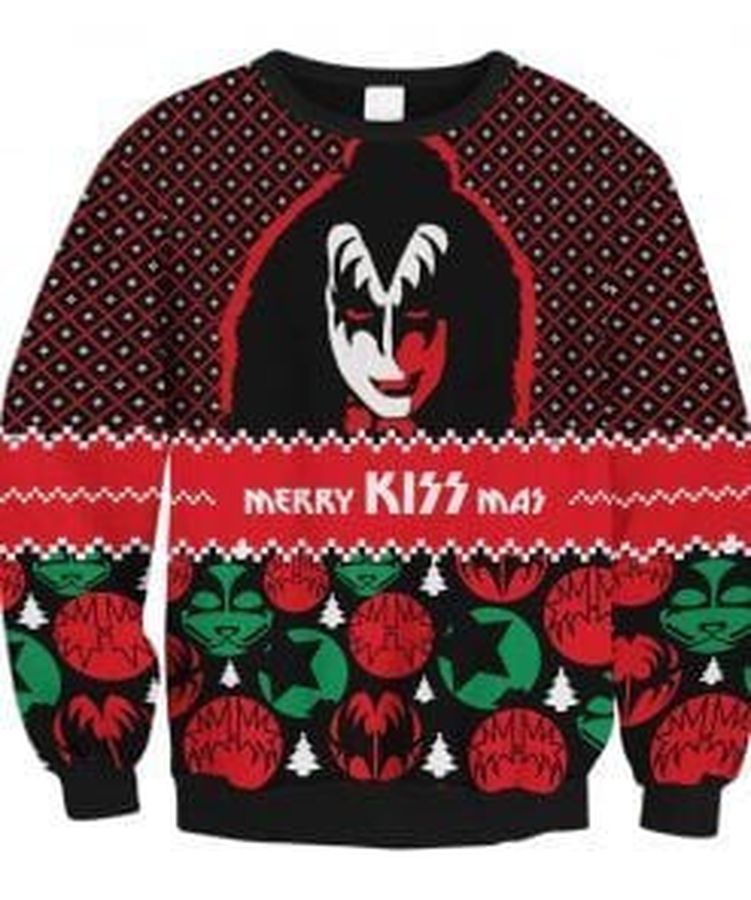 Kiss Band Faux Ugly Christmas Sweater All Over Print Sweatshirt