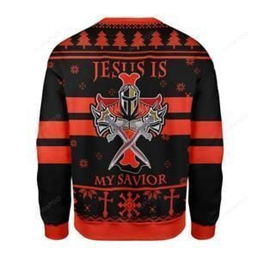 Knight Templar Jesus Is My Savior Ugly Christmas Sweater, All Over Print Sweatshirt, Ugly Sweater, Christmas Sweaters, Hoodie, Sweater