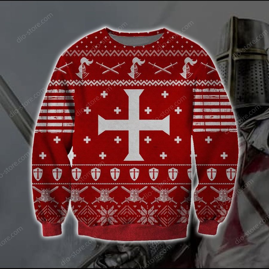 Knights Templar Ugly Christmas Sweater, All Over Print Sweatshirt, Ugly Sweater, Christmas Sweaters, Hoodie, Sweater