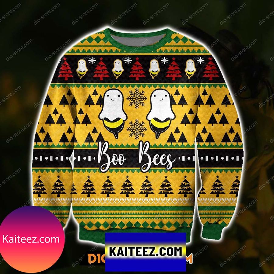 Knitting Pattern Boo Bees 3d Print Christmas Ugly Sweater