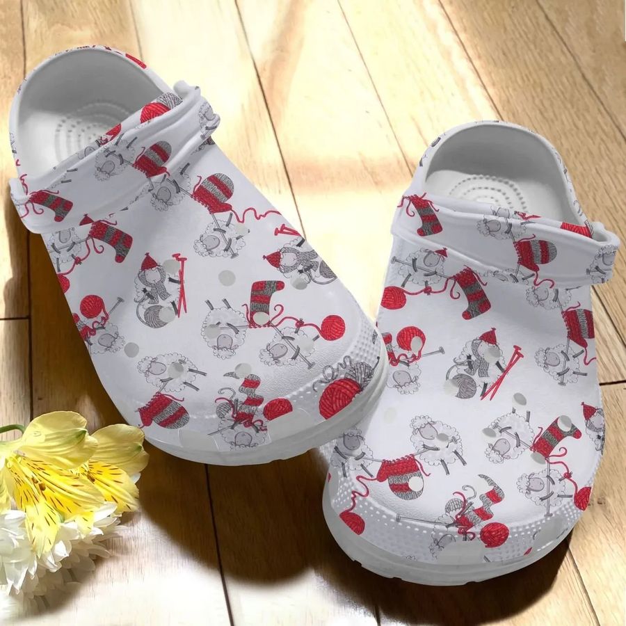 Knitting Personalize Clog Custom Crocs Fashionstyle Comfortable For Women Men Kid Print 3D Whitesole Sheep 2