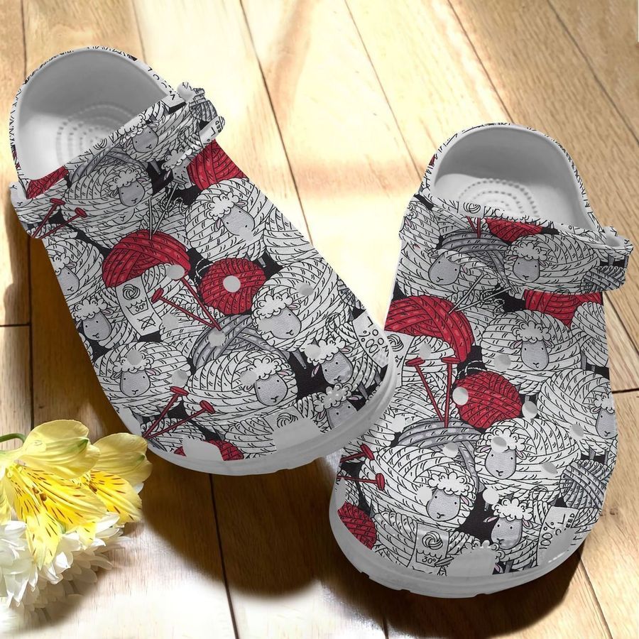 Knitting Personalize Clog Custom Crocs Fashionstyle Comfortable For Women Men Kid Print 3D Whitesole Sheep