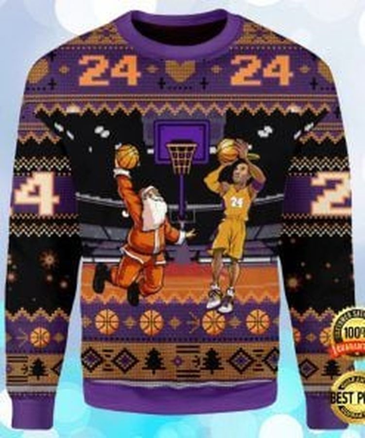 Kobe Bryant And Santa Claus Ugly Christmas Sweater, All Over Print Sweatshirt, Ugly Sweater, Christmas Sweaters, Hoodie, Sweater