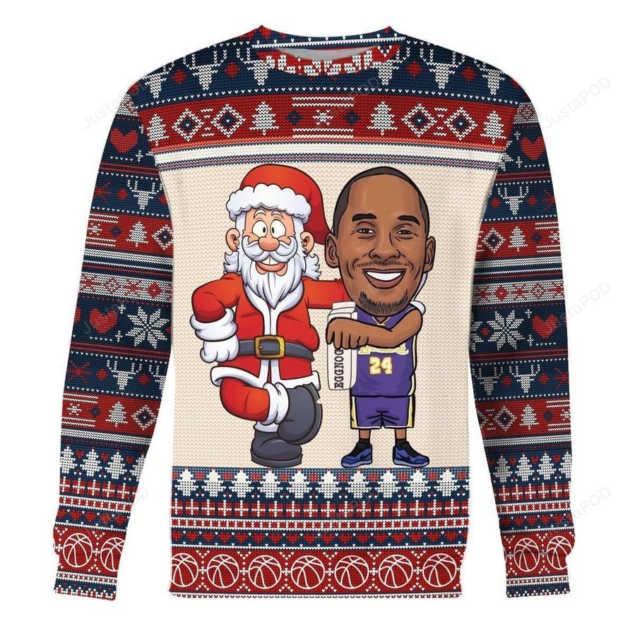 Kobe Bryant And Santa Claus Ugly Christmas Sweater All Over