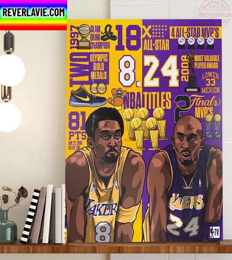 Kobe Bryant Two Legendary Numbers One Legend Mamba Day Home Decor Poster Canvas