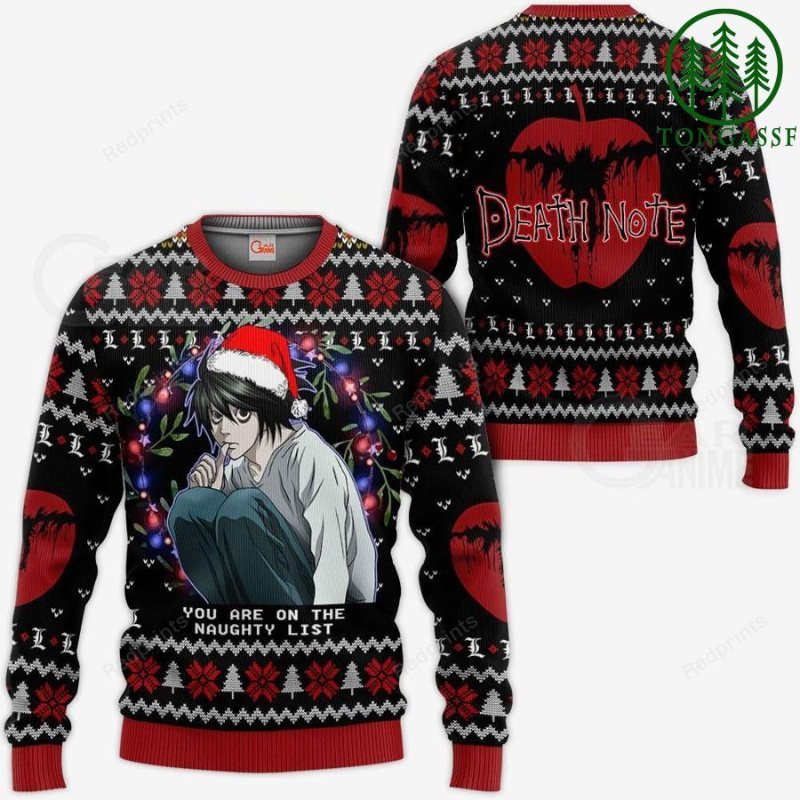 L Lawliet Ugly Christmas Sweater and Hoodie Death Note Anime Xmas Gift