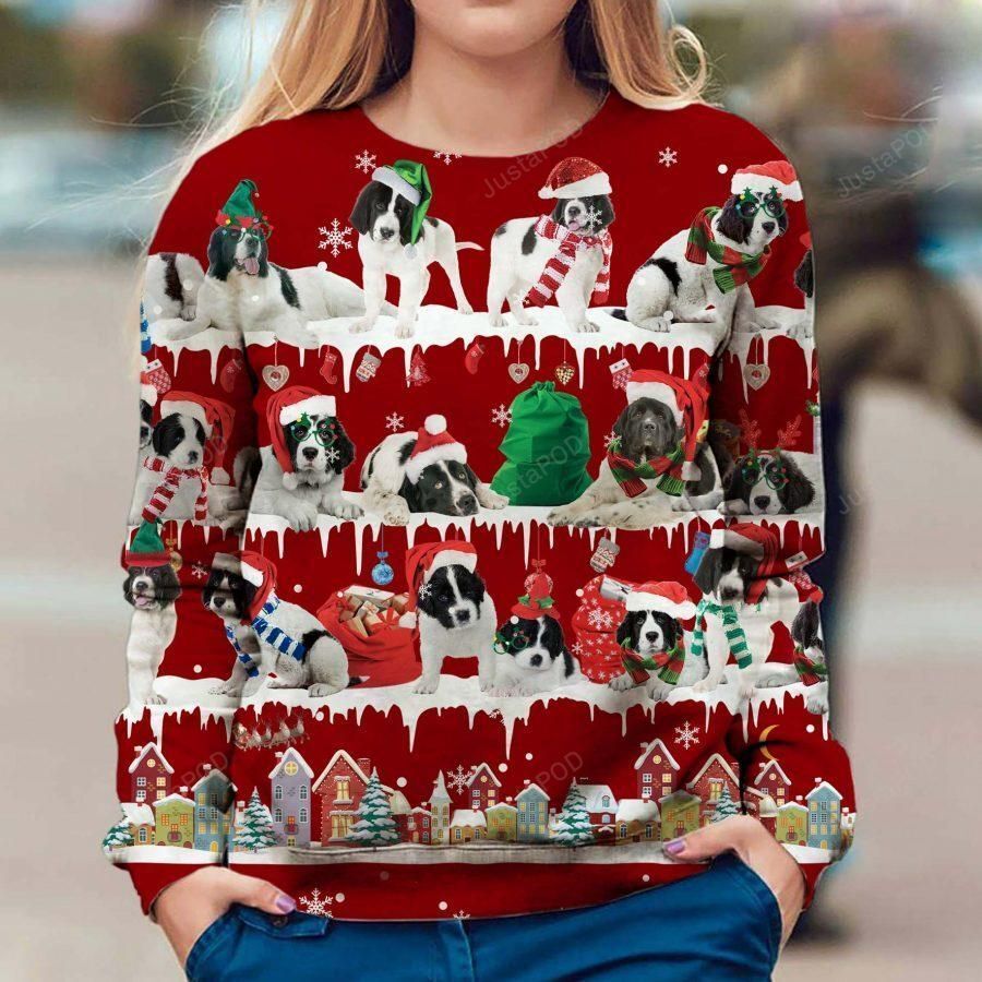 Landseer Ugly Christmas Sweater, All Over Print Sweatshirt, Ugly Sweater, Christmas Sweaters, Hoodie, Sweater