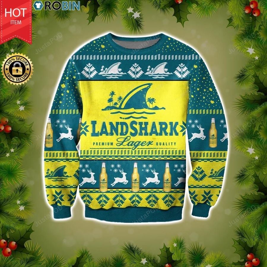 Landshark Lager Beer Ugly Christmas Sweater, All Over Print Sweatshirt, Ugly Sweater, Christmas Sweaters, Hoodie, Sweater
