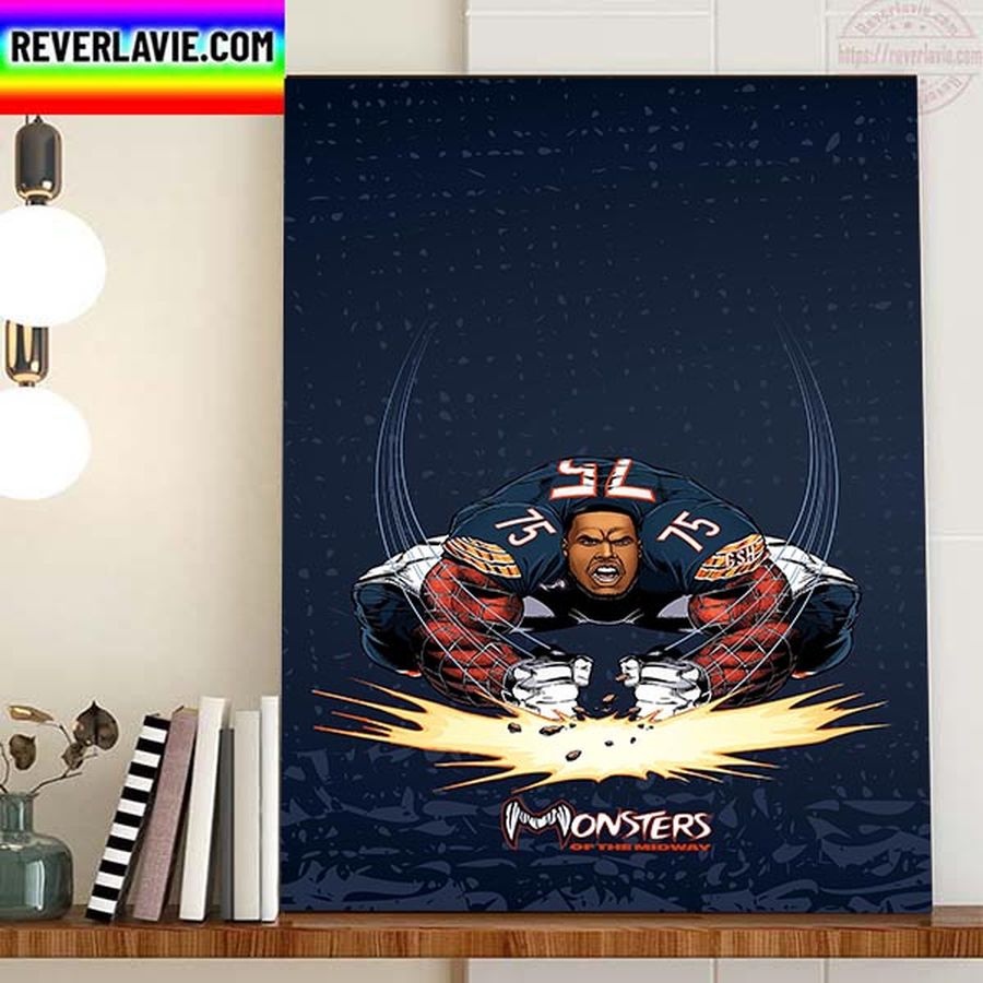 Larry Borom Monster Of The Midway In Chicago Bears NFL Home Decor Poster Canvas