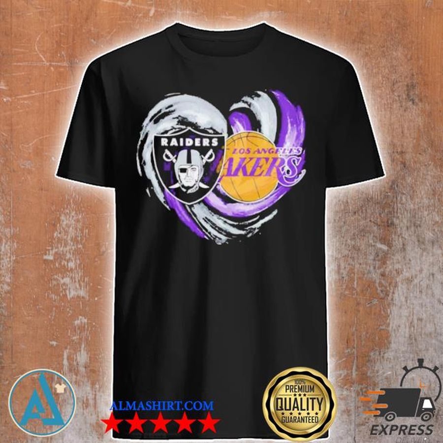 Las vegas raiders and los angeles Lakers heart shirt