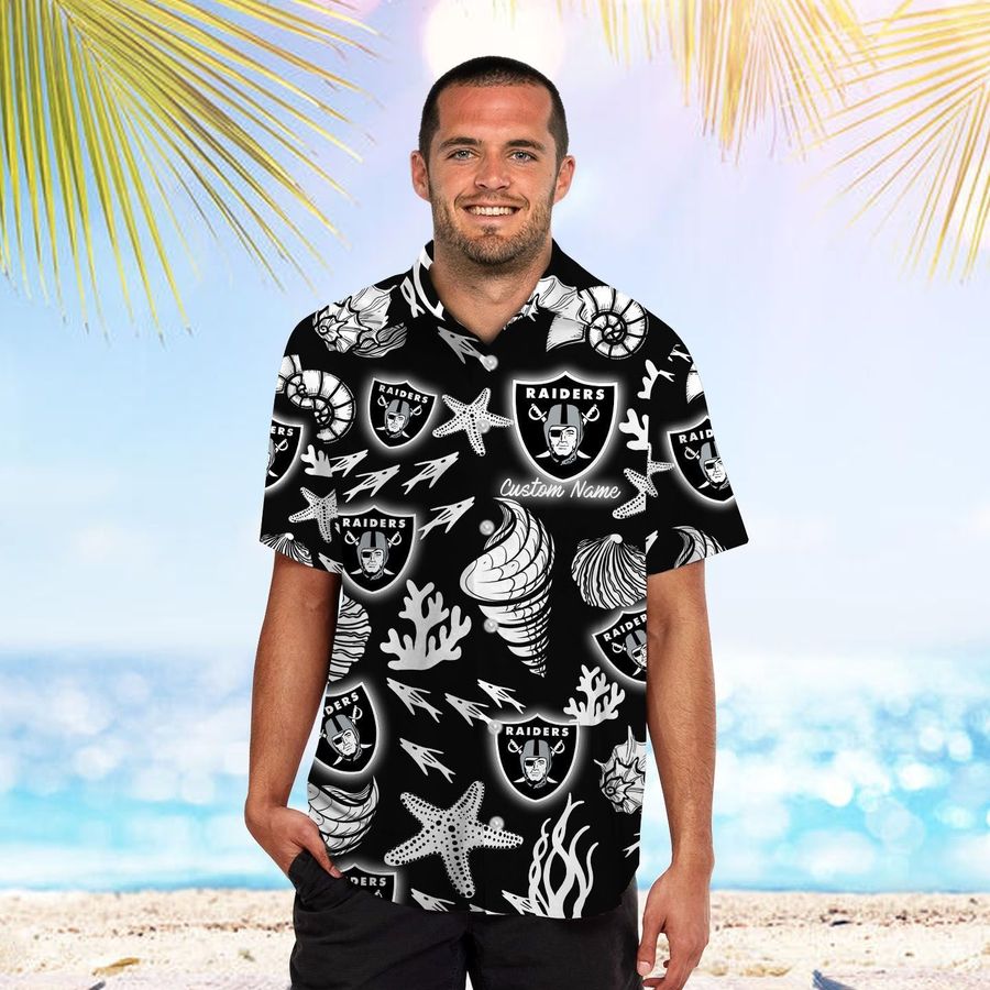 Las Vegas Raiders Custom Name Men Women Short Sleeve Button Up Tropical Aloha Hawaiian Shirts For Men Women