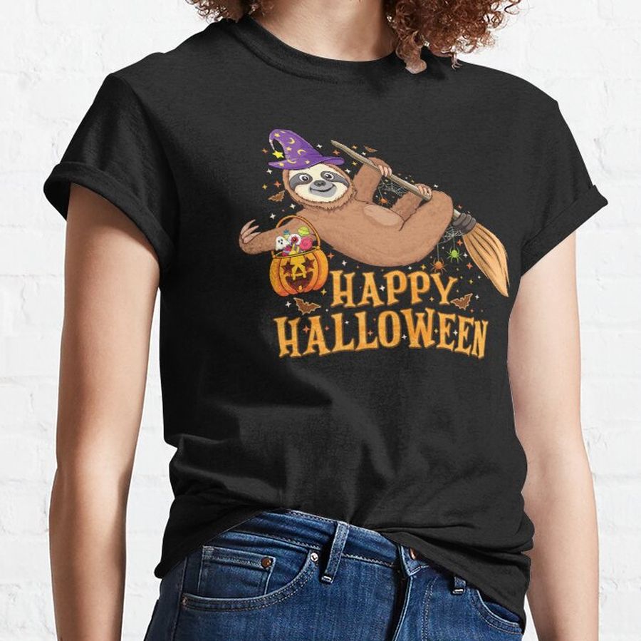 Lazy Sloth Witch Hat Halloween Animal lovers Halloween sloth Classic T-Shirt