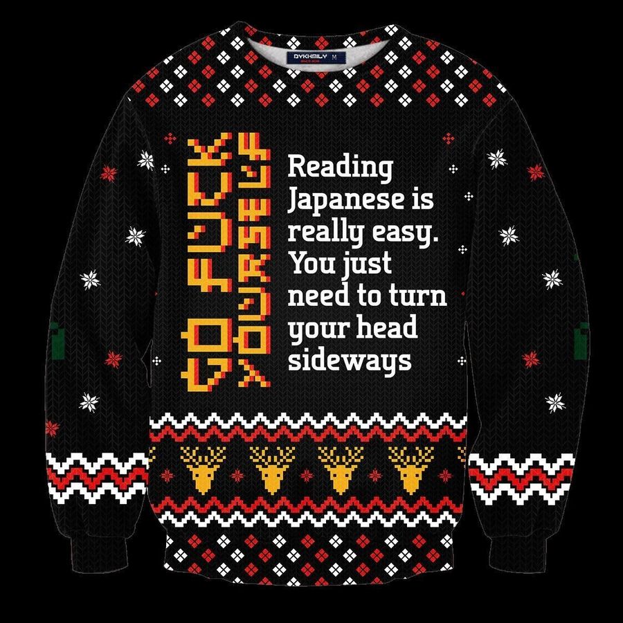 Learn Japanese Ugly Christmas Sweater All Over Print Sweatshirt Ugly