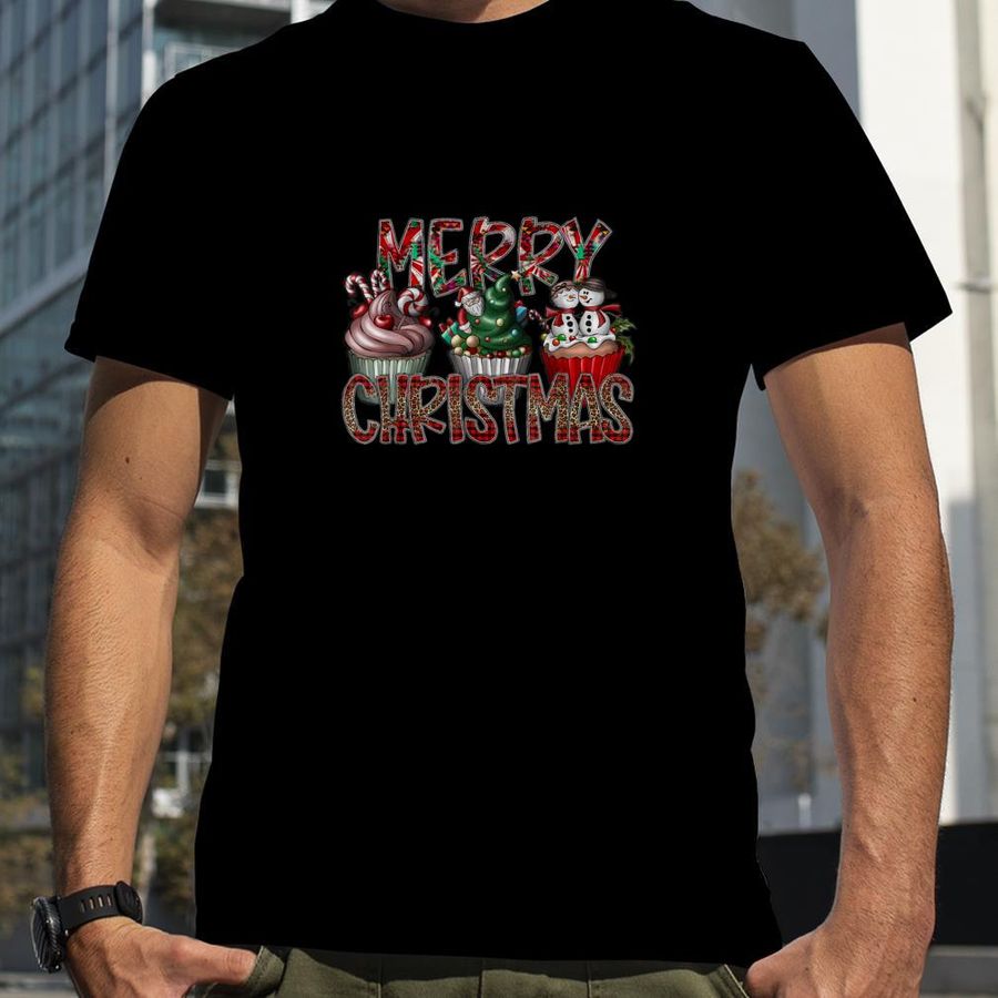 Leopard Merry Christmas Hot Cocoa Santa Xmas Tree Snowman T Shirt
