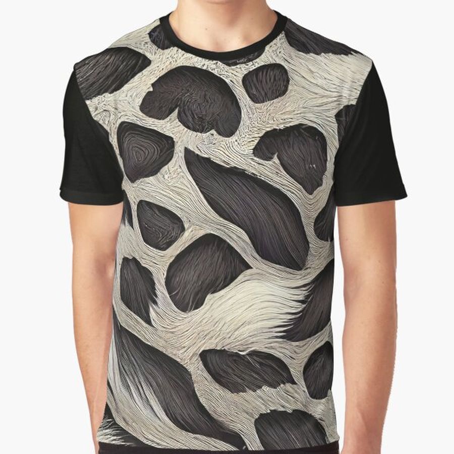 Leopard Skin Pattern - White And Black Highly Detailed Illustrated Digital Design V1 Graphic T-Shirt