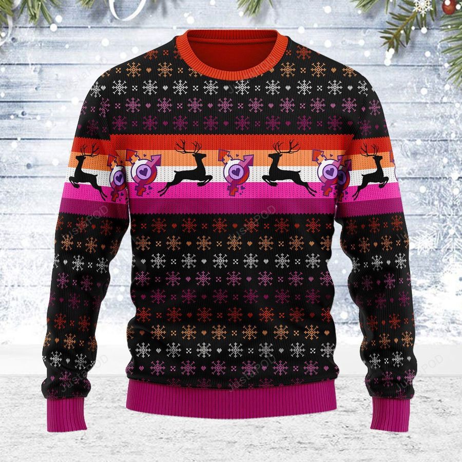 Lesbian Flag Ugly Christmas Sweater All Over Print Sweatshirt Ugly