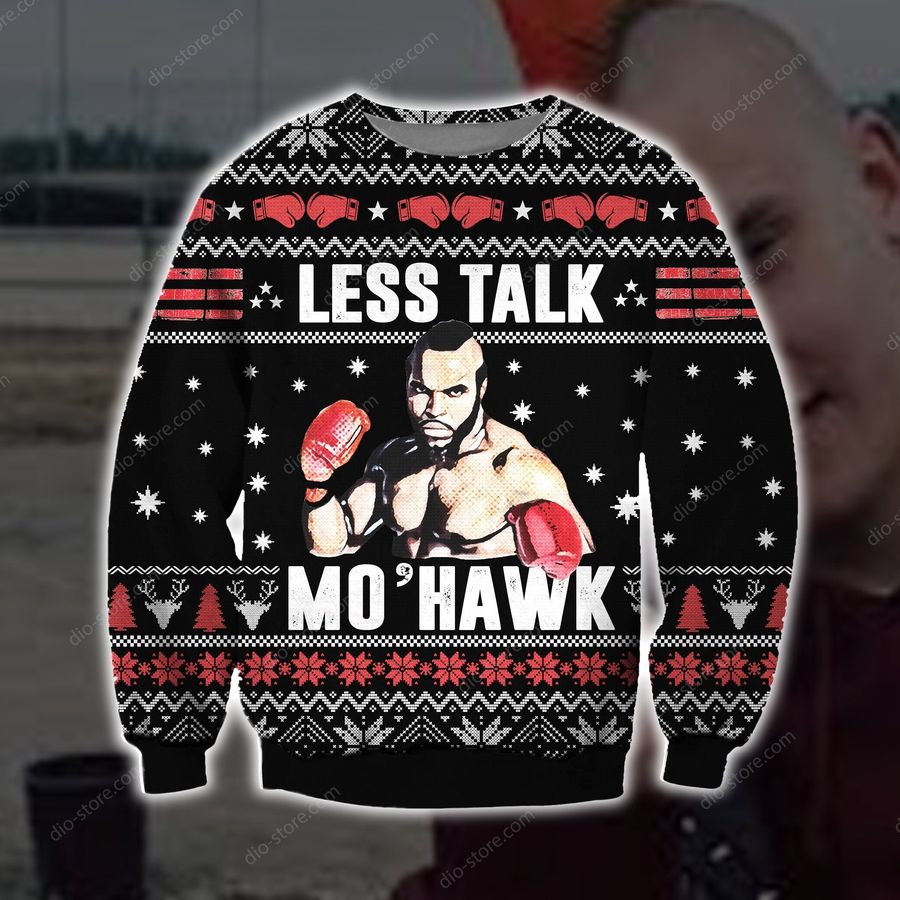 Less Talk More Mohawk Knitting Pattern 3D Print Ugly Christmas Sweater Hoodie All Over Printed Cint10621, All Over Print, 3D Tshirt, Hoodie