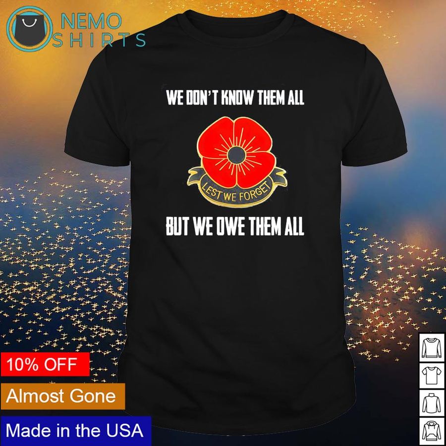 Let we forget we don't know them all but we owe them all shirt