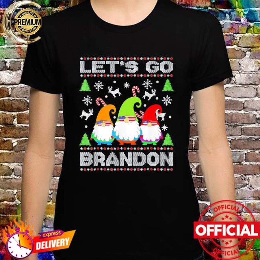 Let's go brandon American flag gnome ugly Christmas sweater