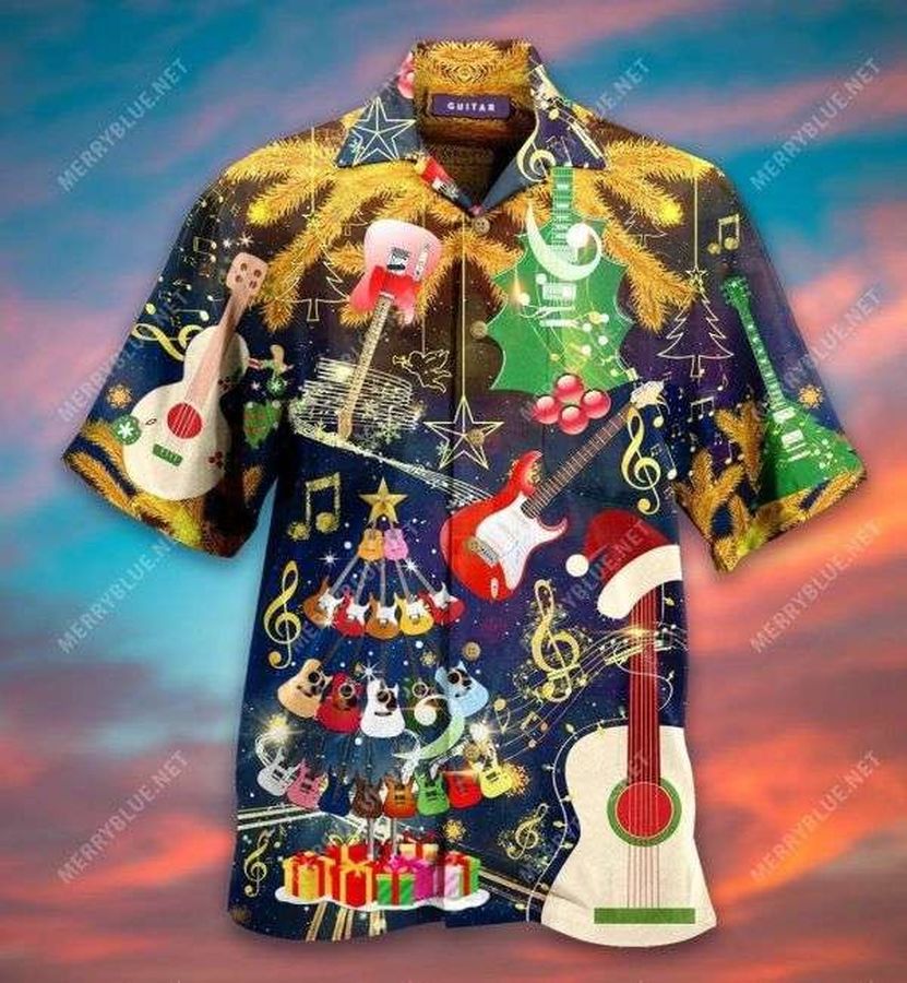 Lets Chill With Christmas Guitar Unisex Hawaiian Shirt