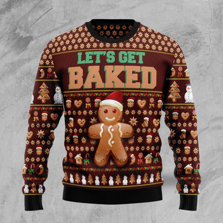 Lets Get Baked For Unisex Ugly Christmas Sweater All Over