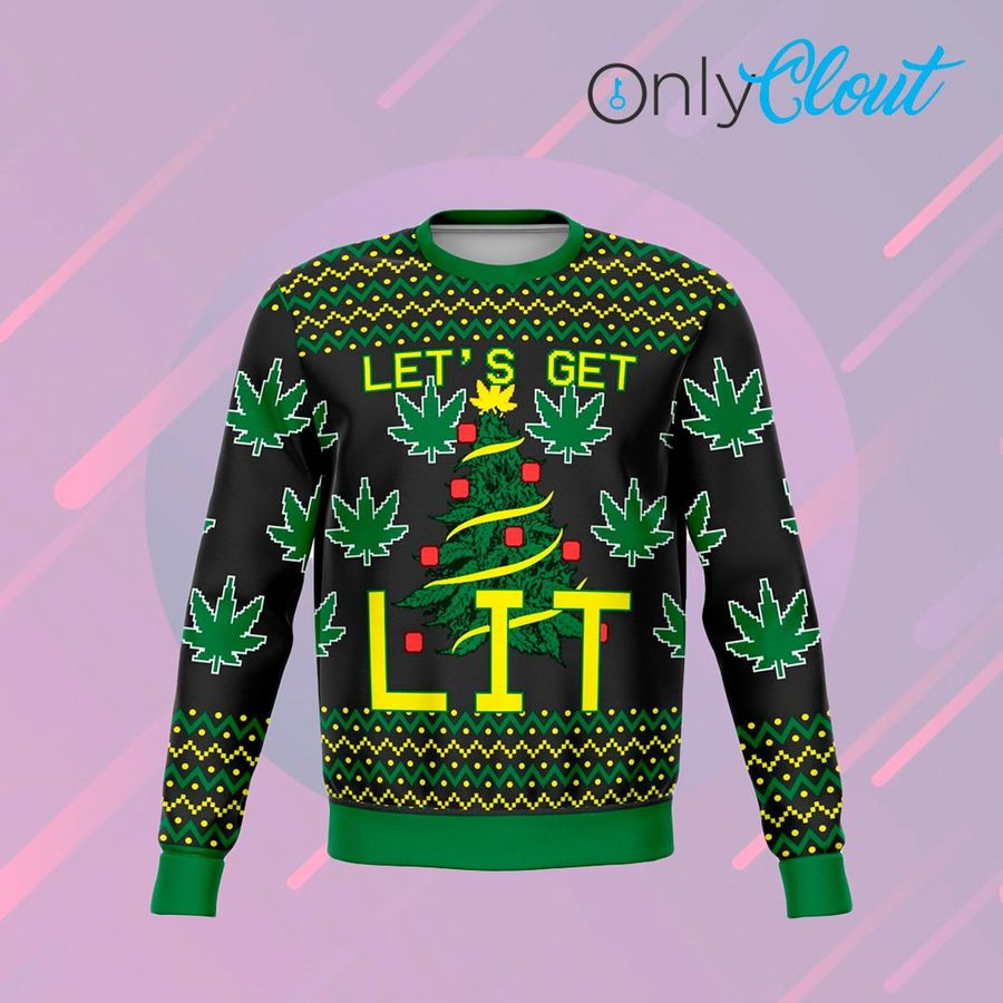 Lets Get LIT Funny Ugly Christmas Sweater Ugly Sweater Christmas